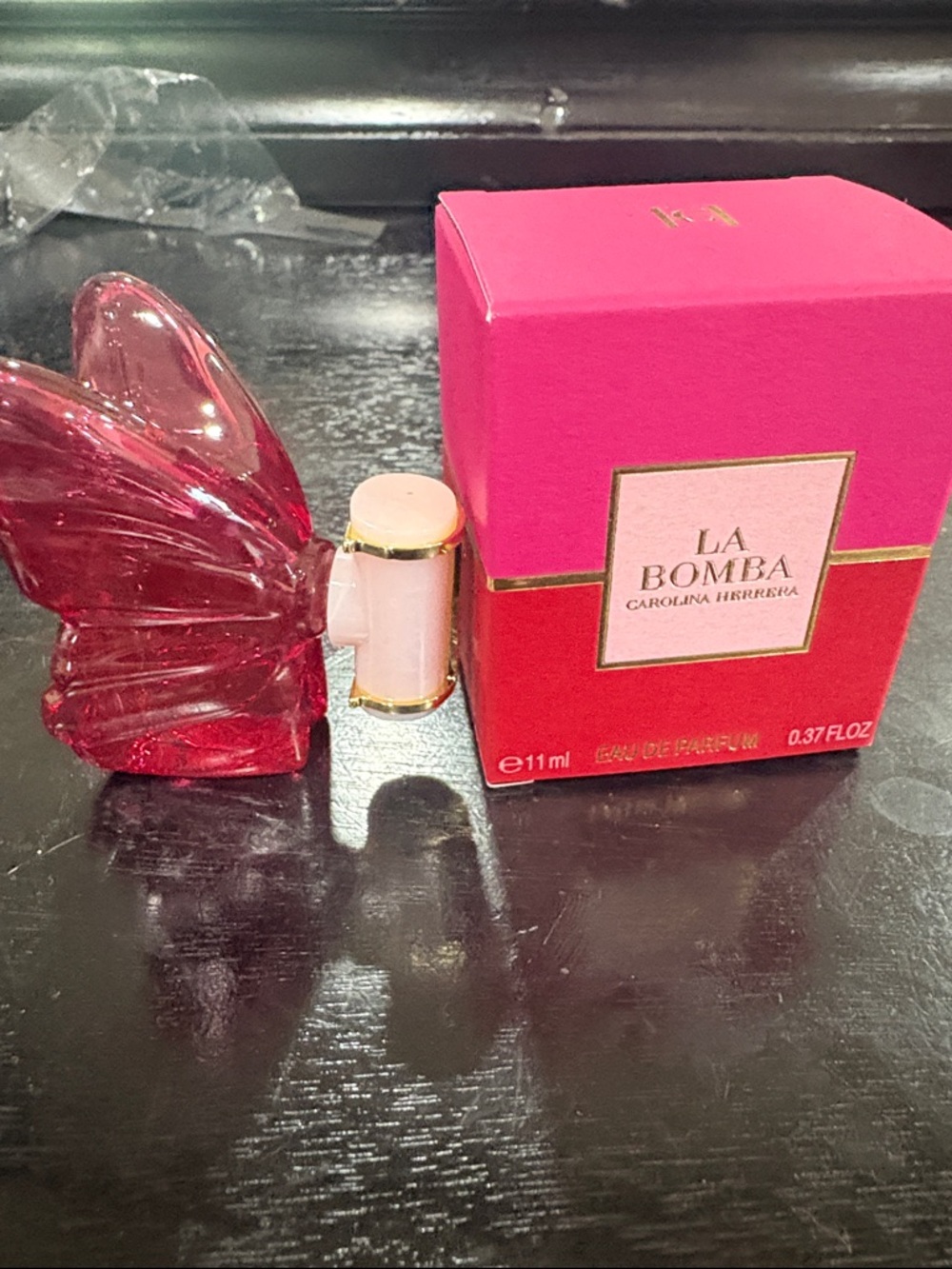 Carolina Herrera La Bomba Mini Perfume Bottle and Box - Hot Pink